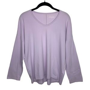 Eileen Fisher S Petite Oversize Organic Cotton Lilac Purple Basic 3/4 Sleeve Top